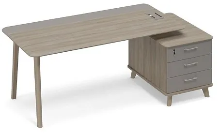 Стол руководителя правый комбинированный с тумбой малой тип 1 WOOD ТМ В2 106