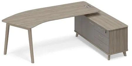 Стол руководителя эргономичный на тумбе правый (тип 5) WOOD ТМ В2 128