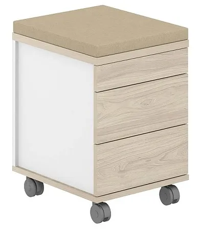 Тумба мобильная 2 ящ. ЛДСП + лот.ящ. + подушка-бежевый AG.273.WH.WH.WH