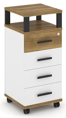 Тумба мобильная  4 ящика. С надставкой. CN.TUM-006 B/W
