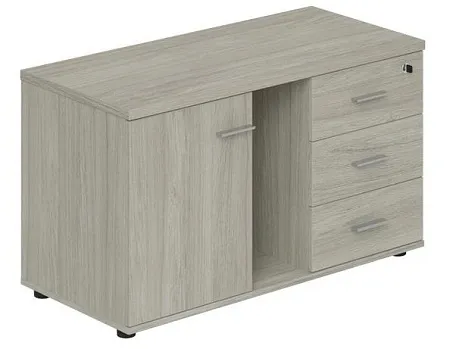 Тумба опорная (мобильная) с 3-мя ящиками + замок, распашным фасадом и нишей, правая WN.203.R