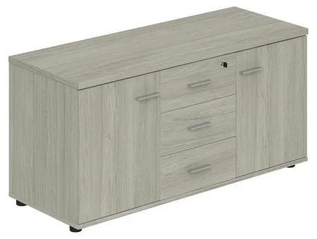 Тумба опорная (мобильная) с 3-мя ящиками + замок и 2-мя распашными фасадами WN.202