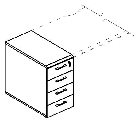 Тумба приставная 4-х ящичная с замком (1 скос) МР 9220