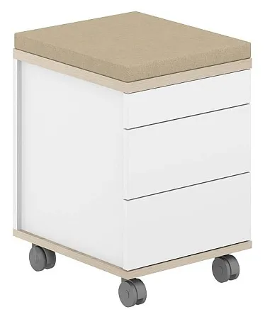 Тумба мобильная 2 ящ. ЛДСП + лот.ящ. + подушка-бежевый AG.273.WH.WH.WH