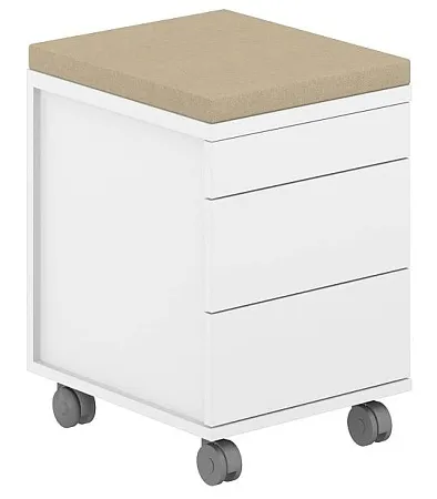 Тумба мобильная 2 ящ. ЛДСП + лот.ящ. + подушка-бежевый AG.273.WH.WH.WH
