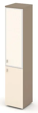 Шкаф высокий узкий правый (1 низкий фасад ЛДСП + 1 средний фасад стекло лакобель Satin в раме) ES.SU-1.2R(R) I/U