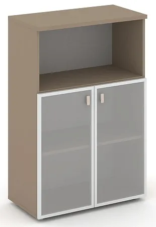 Шкаф средний широкий (2 низких фасада стекло в раме сатин матовый) ES.ST-2.2R