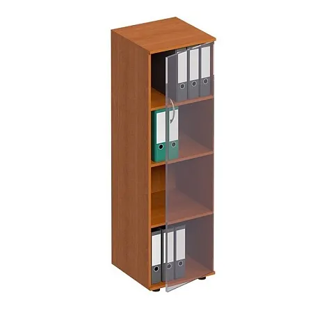 Стеллаж средний узкий со стеклянной дверью ФР 358