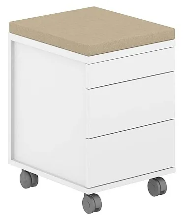 Тумба мобильная 2 ящ. метаб.+ лот.ящ. + подушка-бежевый AG.274.WH.WH.WH