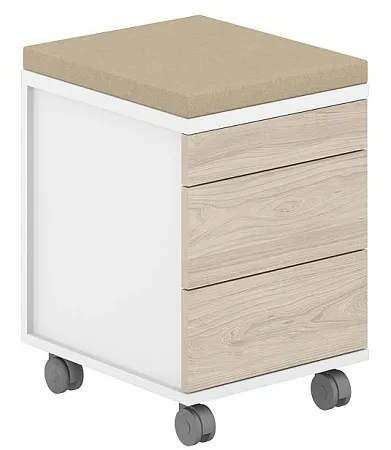 Тумба мобильная 2 ящ. ЛДСП + лот.ящ. + подушка-бежевый AG.273.WH.WH.WH