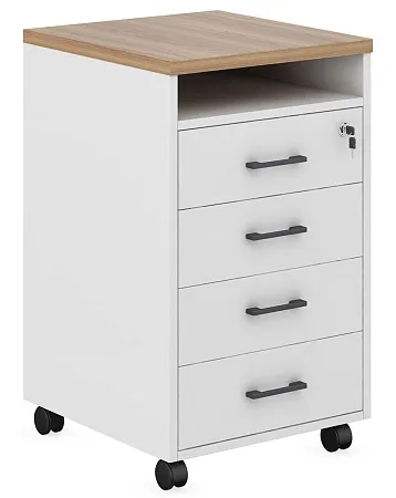 Тумба мобильная на колёсах 4 ящика 750 замок на верхний ящик EVL306/H/H/ANT.U003
