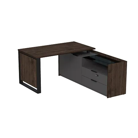 15СОД-КЗ.1408 Стол рабочий на опорной двусост тумбе, с ящ (метаб), с код замком (1460*1768*750)