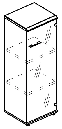 Шкаф средний узкий со стеклянной прозрачной дверью (топ МДФ) МР 9368