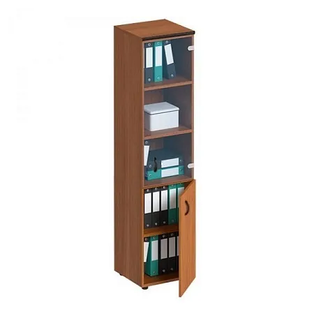 Шкаф для документов узкий со стеклянной прозрачной дверью ДР 986 СО