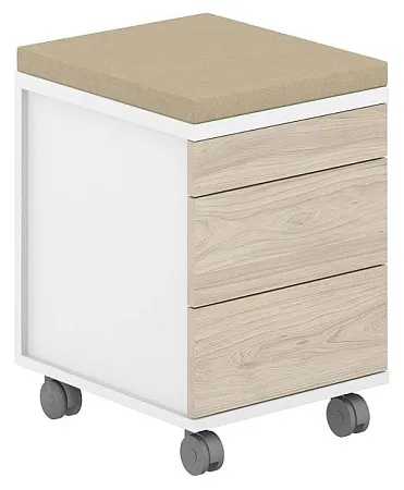 Тумба мобильная 2 ящ. метаб.+ лот.ящ. + подушка-бежевый AG.274.WH.WH.WH