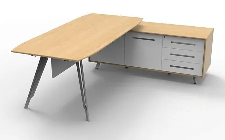 Стол руководителя на опорной сервисной тумбе, правый EA87R.2200