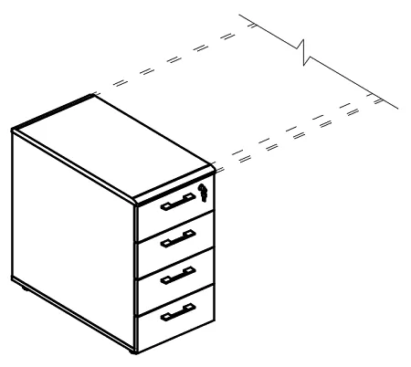 Тумба приставная 4-х ящичная с замком (2 скоса)  МР 9220-2
