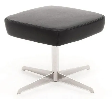 VENTO Пуф кожа ЧЕРНЫЙ/ХРОМ ELEGANCE Pouf R8 Dakota black