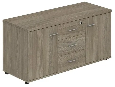 Тумба опорная (мобильная) с 3-мя ящиками + замок и 2-мя распашными фасадами WN.202