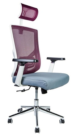 Кресло офисное Гарда SL (спинка вишневая сетка / сидушка серая ткань) L-035S-0-12-1-206
