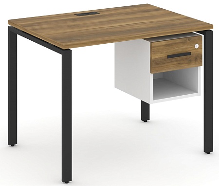 Стол рабочий с подвеснй тумбой одной открытой нишей и одним ящиком CN.SP-117 B/W