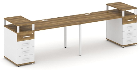 Рабочая станция на 2 места с двумя опорными тумбами CN.ORS-426 B/W