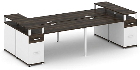 Рабочая станция на 6 мест с шестью опорными тумбами CN.DRS-446 B/W