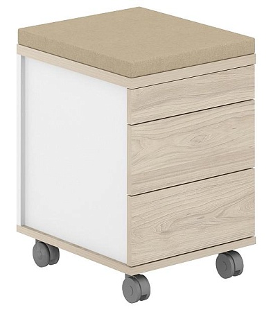 Тумба мобильная 2 ящ. ЛДСП + лот.ящ. + подушка-бежевый AG.273.WH.WH.WH