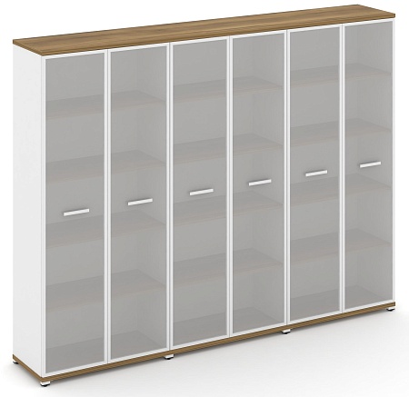 Шкаф три широкие секции, 5 ниш (6 фасадов стекло белое матовое в раме, 5 ниш) CN.STS-538 RM B/W