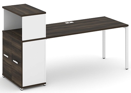 Стол рабочий с опорным распашным шкафом с надставкой низкой CN.SP-228 B/W