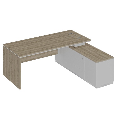 Стол руководителя (опора ДСП) на опорной тумбе правый СИ 108R