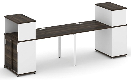Рабочая станция с опорными шкафом купе с надставкой низкой CN.ORS-237 B/W