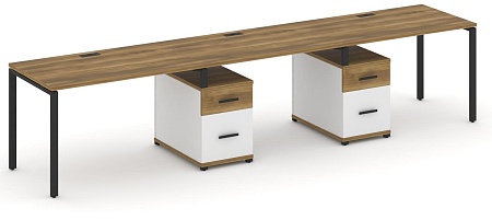 Рабочая станция на 3 места с двумя опорными тумбами CN.ORS-338 B/W