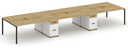 Рабочая станция на 6 мест с четыремя опорными тумбами CN.DRS-456 B/W