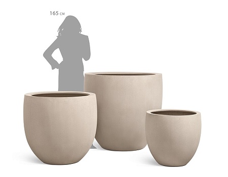 Кашпо Treez Effectory Beton Большой округлый конус Белый песок д-90 см, в-86 см