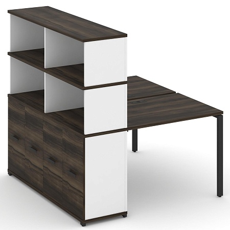 Рабочая станция с опорным распашным шкафом с надставкой высокой CN.DRS-229 B/W