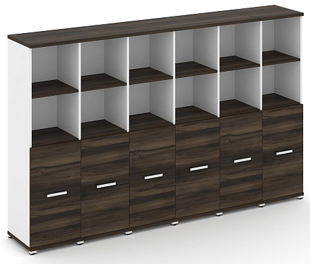 Шкаф шесть узких секций, 4 ниши (6 фасадов ЛДСП, 2 ниши) CN.STU-461 B/W