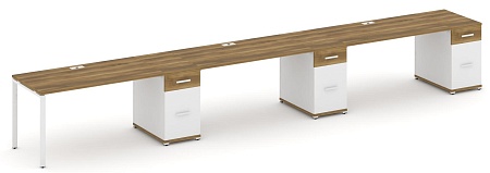 Рабочая станция на 3 места с тремя опорными тумбами CN.ORS-447 B/W
