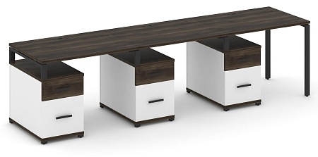 Рабочая станция на 3 места с тремя опорными тумбами CN.ORS-345 B/W