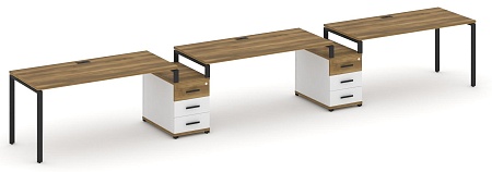 Рабочая станция на 3 места с двумя опорными тумбами CN.ORS-328 B/W