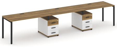 Рабочая станция на 3 места с двумя опорными тумбами CN.ORS-335 B/W