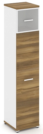 Шкаф одна узкая секция, 5 ниш (фасад ЛДСП на 4 ниши + фасад стекло белое матовое в раме, на 1 нишу) CN.STU-517 RM B/W