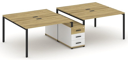 Рабочая станция на 4 места с двухсторонней опорной тумбой CN.DRS-311 B/W