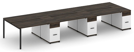 Рабочая станция на 6 мест с четыремя опорными тумбами CN.DRS-462 B/W