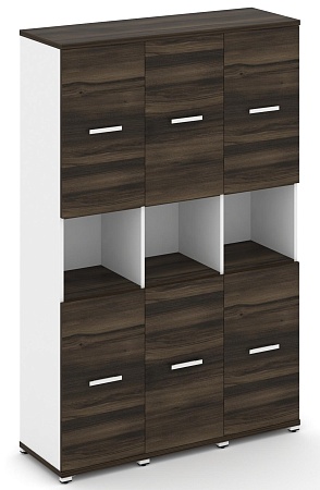 Шкаф три узкие секции, 5 ниш (6 фасадов ЛДСП,  2 ниши) CN.STU-533 B/W