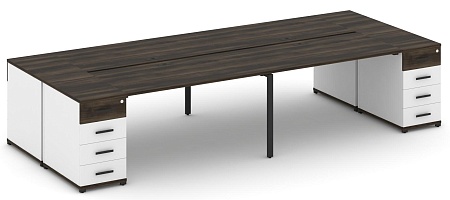 Рабочая станция на 4 места с двумя опорными тумбами CN.DRS-427 B/W
