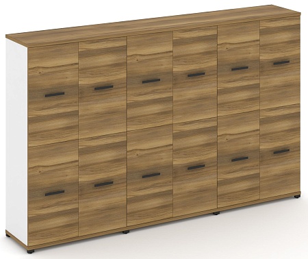 Шкаф три широкие секции, 4 ниши (6 фасадов ЛДСП, 2 ниши + 6 фасадов ЛДСП, 2 ниши) CN.STS-432 B/W