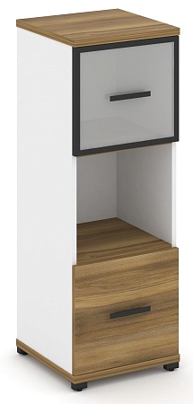 Шкаф одна узкая секция, 3 ниши (фасад ЛДСП, 1 нишу + фасад стекло белое матовое в раме, 1 ниша) CN.STU-315 RM B/W