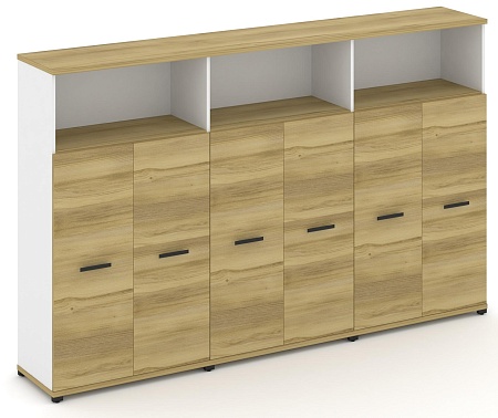 Шкаф три широкие секции, 4 ниши (6 фасадов ЛДСП, 3 ниши ) CN.STS-433 B/W