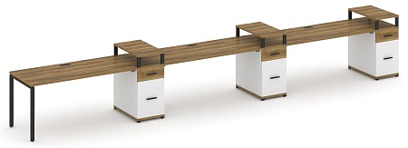 Рабочая станция на 3 места с тремя опорными тумбами CN.ORS-464 B/W